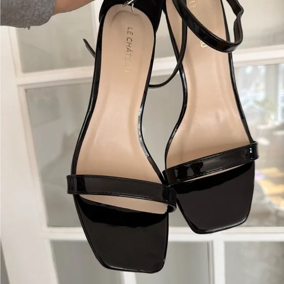 le chateau Black Patent Leather Strappy High Heels - Picture 2 of 4
